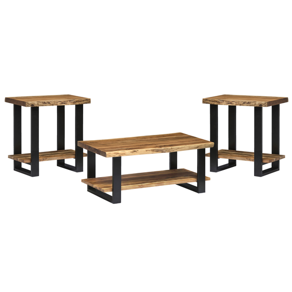 Alaterre Furniture Alpine Natural Live Edge 42" Coffee Table and Set of 2 End Tables AWAA01011120